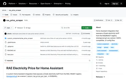 Στιγμιότυπο της σελίδας του rae_price_scraper